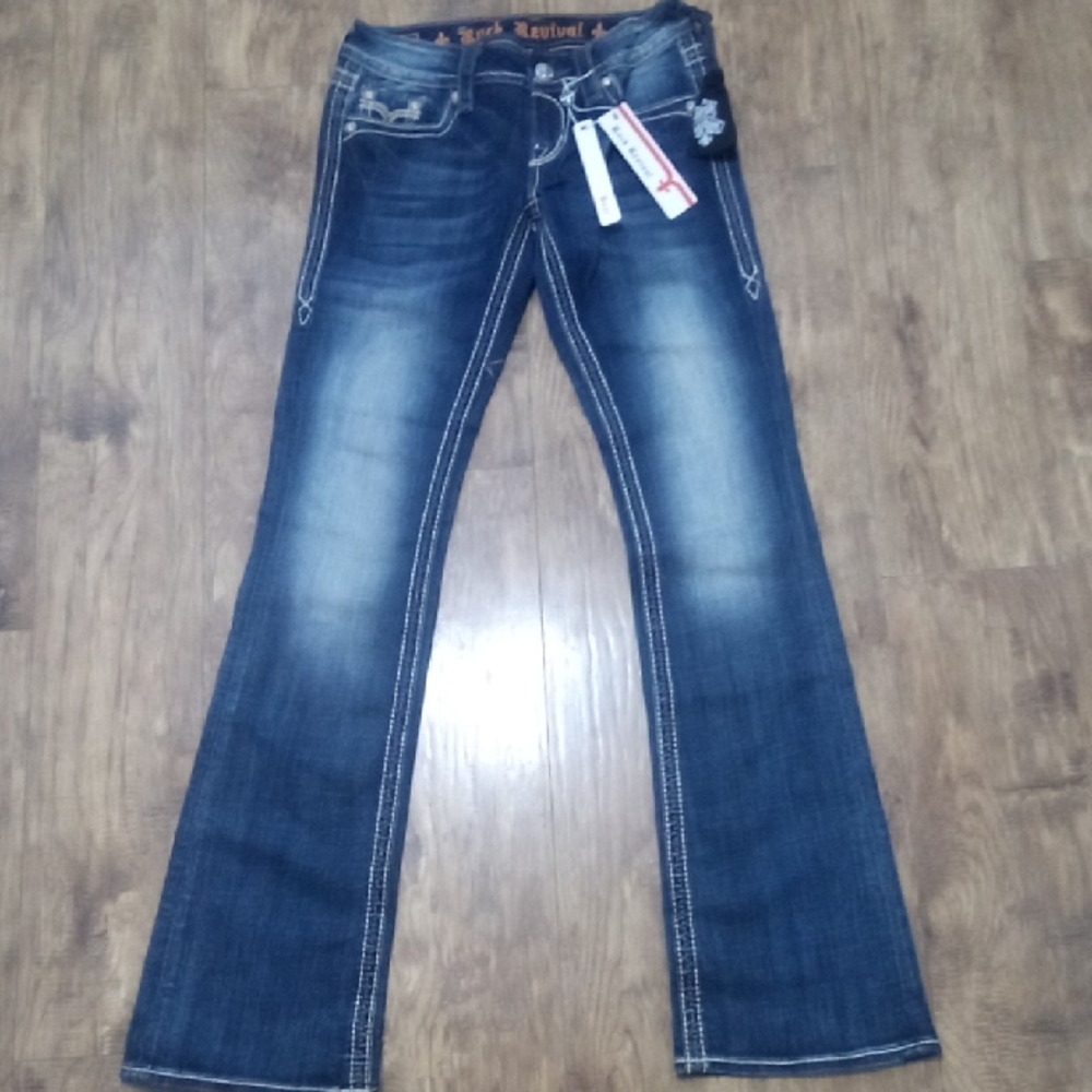 Rock Revival NWT Women's 26 Bootcut Lois Embellished Embroidered Distressed